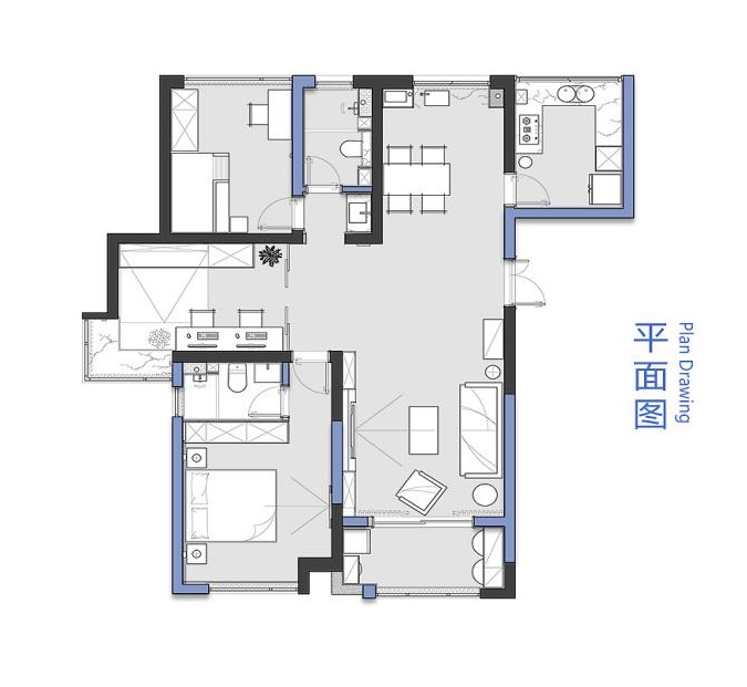 那一抹藍-杭州公館-現代風格設計裝修設計理念